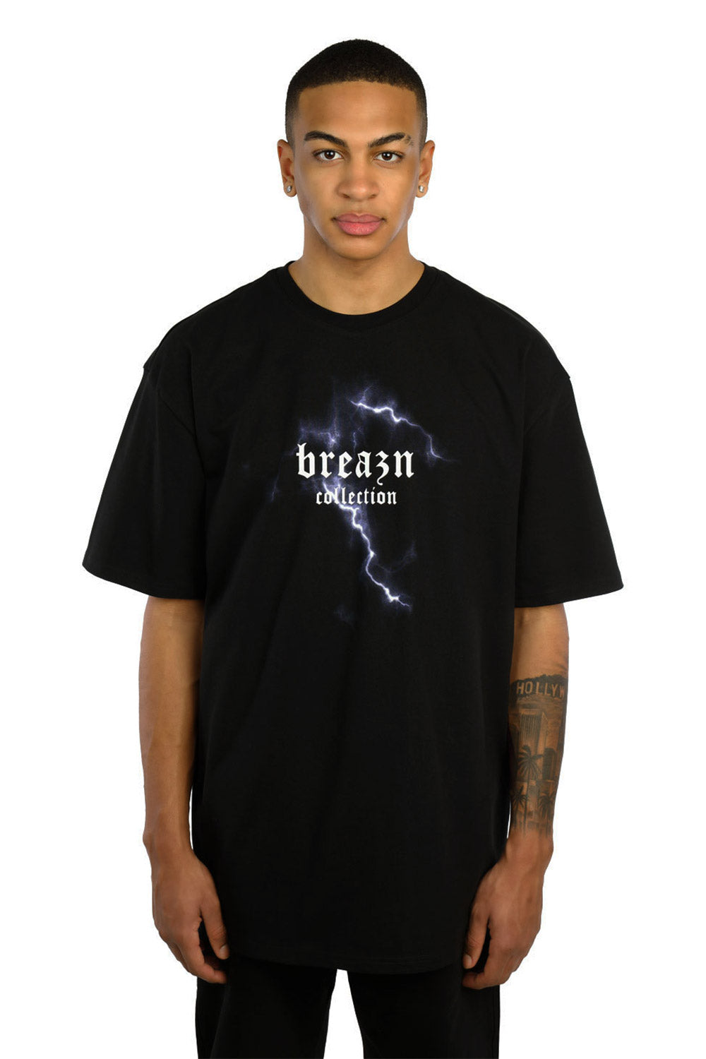 schwarzes Breazn T-Shirt mit Blitz Logo