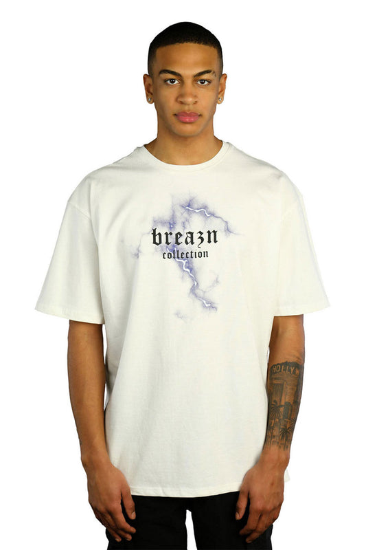 weißes Breazn T-Shirt mit Blitz Logo 