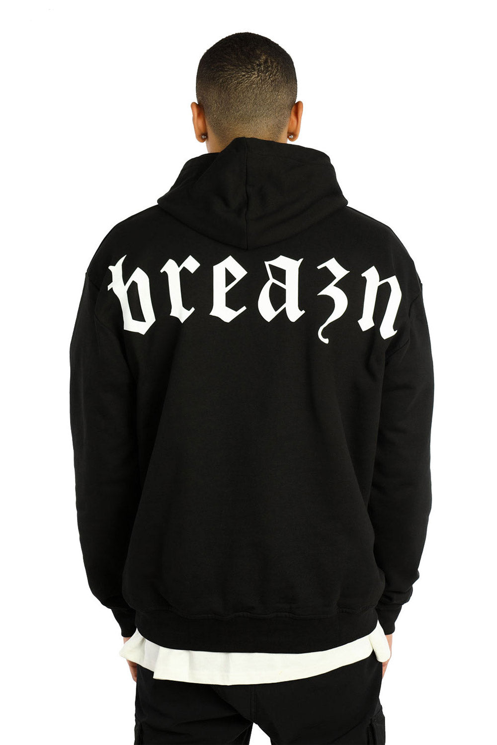 schwarzes Breazn back print Hoodie
