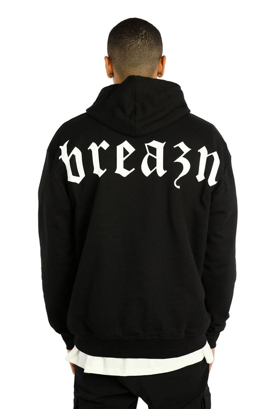 schwarzes Breazn back print Hoodie